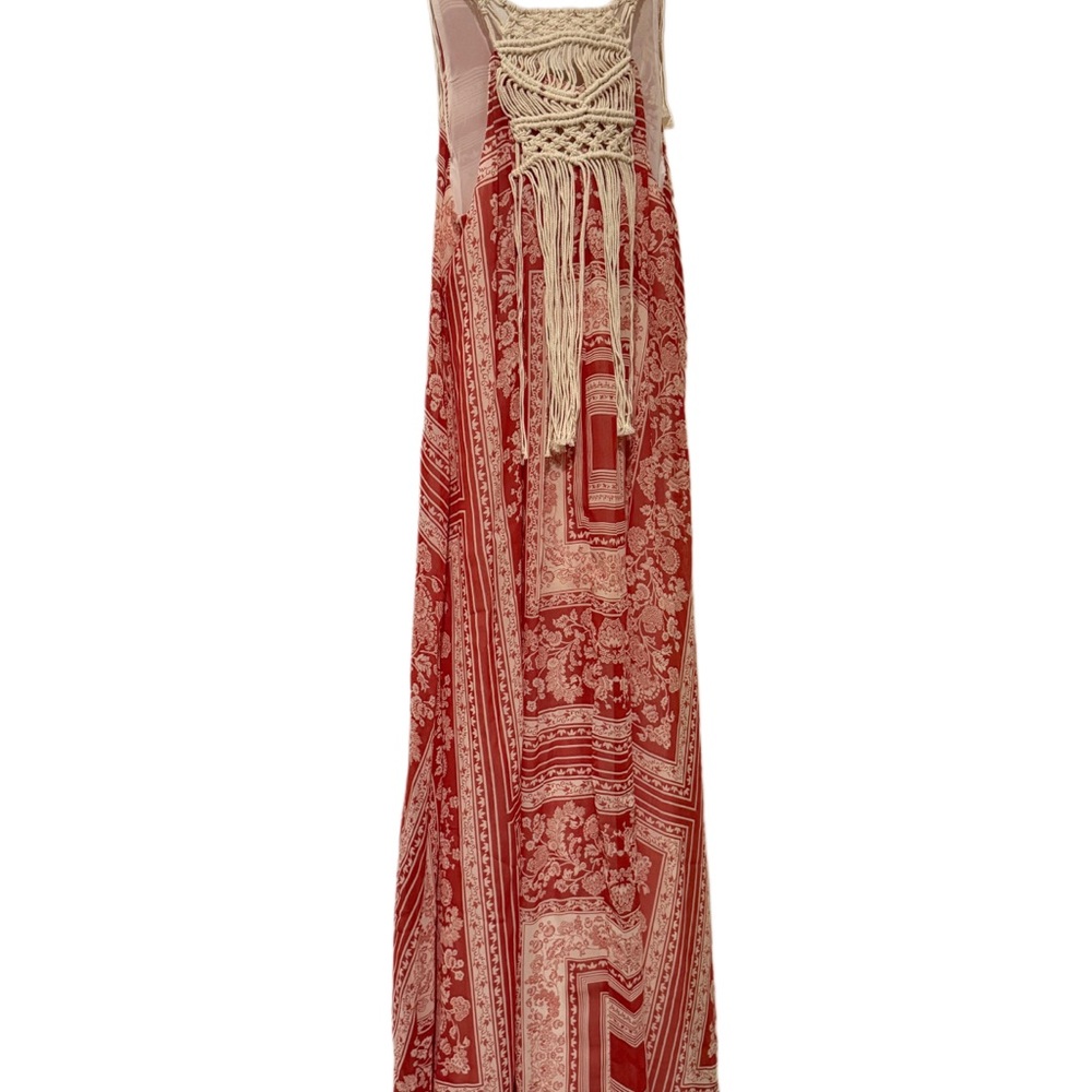 Zara Cream and Brown Embellished Maxi Sundress